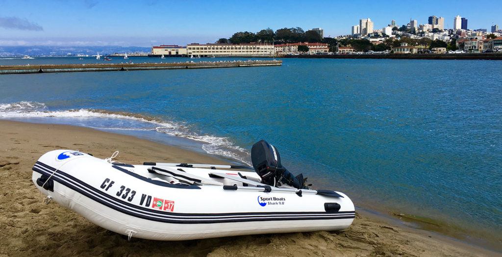 inflatable sport boat in San Francisco Bay